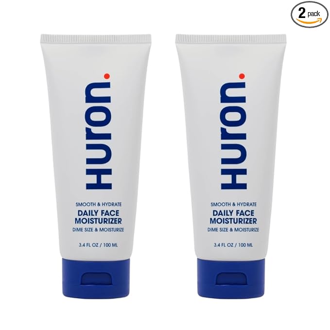 Huron Face Moisturizer for Men and Women, Hydrating & Smoothing Face Lotion with Peppermint + Citrus + Juniper Scent, Cooling Gel-Cream for Shine-Free Skin, Phthalate-Free Ingredients, 3.4 oz (2 Pack)
