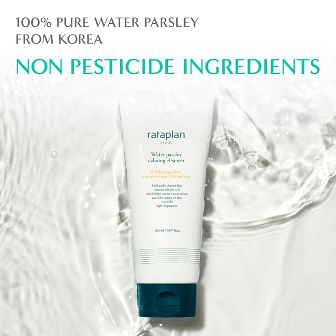 RATAPLAN Water Parsley Calming Cleanser, Acid-Balanced, BHA Salicylic Acid, Remove Sebum Harmful Bateria 5.07 fl.oz 150ml