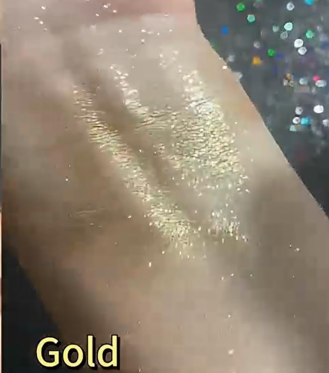 Body Glitter Spray, Hair Glitter Spray, Body Shimmer Powder, Face Glitter Highlighter, Glitter Spray, Body Shimmer Spray for Skin (Gold)