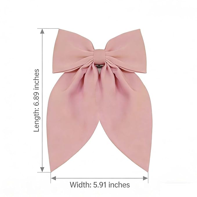 Hot Pink Bows Hair Clips for Women - ZWENJIE Oversized Non-Slip Large Satin French Hair Clip Claw Accessory for Girls Thick/Thin Hair Barrettes for styling
