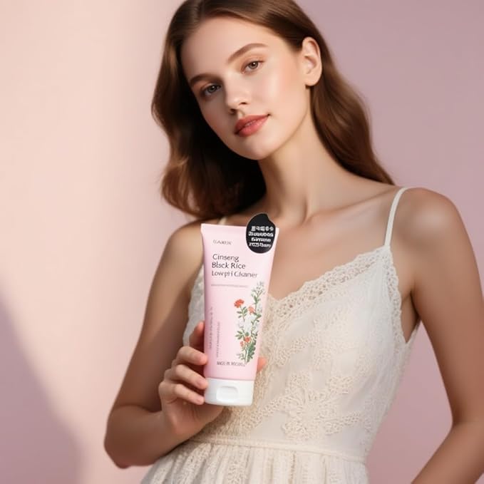 Ginseng Black Rice Low pH Cleanser, Gentle Face Wash with Fermented Ginseng, Rice Extract, For Sensitive Skin