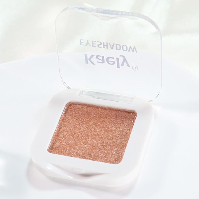 Champagne Gold Glitter Eyeshadow Palette Single, Nude Gold Pink Shimmer Sparkle Cream Eye Shadow Palette Makeup for Older Women, Brightener High Pigment Long Lasting Monochrome Mini Eyeshadow