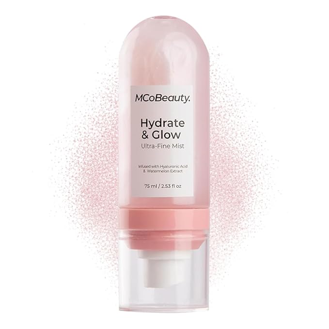 MCoBeauty Hydrate & Glow Ultra Fine Mist - Hydrating Face & Body Spray - Refreshing Dewy Makeup Prep & Setting Mist - with Hyaluronic Acid Watermelon Extract Aloe Vera - Vegan & Cruelty Free