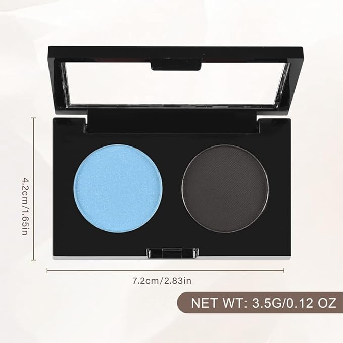 Duo Eye Shadow Powder，Blue Shimmer&Black Matte Eyeshadow Makeup Palette，Neutral Shades Eyeshadow Palette for Woman Daily Eyes Looks，Highly Pigmented，Smooth, Blendable，sombras de ojos, Cruelty-Free 05