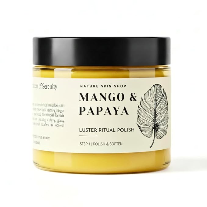 Nature Skin Shop Mango Papaya Luster Ritual Polish – Brightening Whipped Exfoliating Body Scrub, 8oz