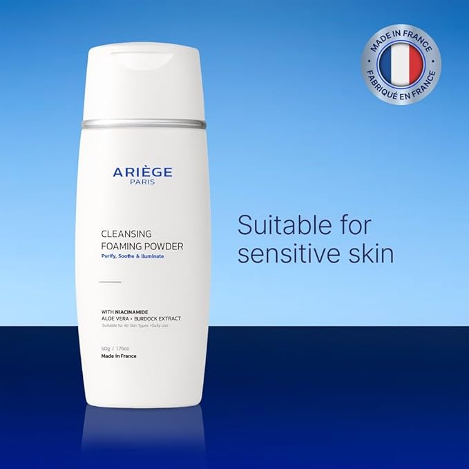 ARIGE PARIS Gentle Face Cleanser Enzyme Powder Face Wash, Rice Cleanser and Rice Exfoliator for Face, Water-Activated Travel Face Wash, 99.8 Percent Natural, Made in France
