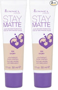 Rimmel London Stay Matte Liquid Mousse - 091 Light Ivory - Foundation, Lightweight, Shine Control, Oil-Free, 1oz (Pack of 2)