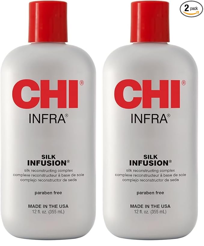 CHI Infra Silk Infusion, Silk Reconstructing Leave-In Hair Treatment for Creating Smooth, Shiny, Strong Hair, 12 Oz (Pack of 2)