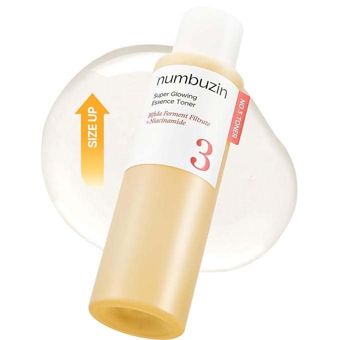 numbuzin No.3 Super Glowing Essence Toner, Jumbo Szie, Fermented Toner for Skin Glow & Texture, Bifida, Niacinamide, Hydrating, Radiance-Boosting Essence, Fragrance-Free, 10.14 fl oz (300ml)