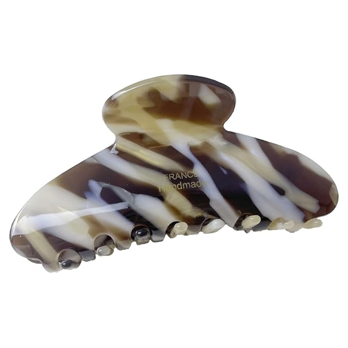 Wenlly large tortoise shell claw clip, marble non-slip strong hair barrettes, 4.1 Inch cellulose acetate hair claw clips, coffee