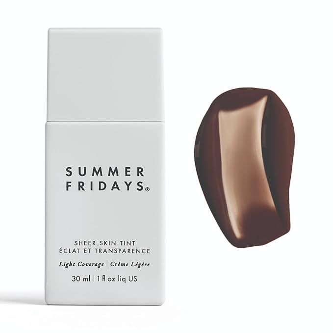 Summer Fridays Sheer Skin Tint with Hyaluronic Acid, Diminishes Uneven Tone, Sheer to Light Coverage, Shade 10, Rich Deep with Neutral Undertones (1 Fl Oz)