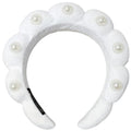 Spa Headbands Puffy Makeup Skincare Headbands for Washing Face or Facial, Terry Cloth Fabric Hairbands for Makeup Removal Shower Skin Treatment(White, Pearl)