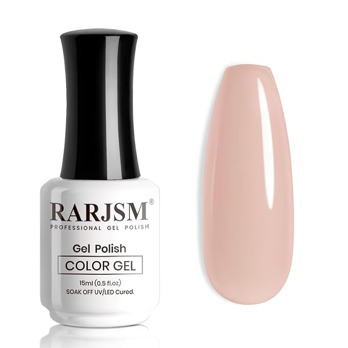 RARJSM Nude Gel Nail Polish Eggshell Pink Neutral Skin Tone Sheer Jelly Gel Polish 1PC 15ml Single Bottle Cream Transparent Pink Nail Gel Polish Soak off UV LED Cured for Home Salon DIY Manicure