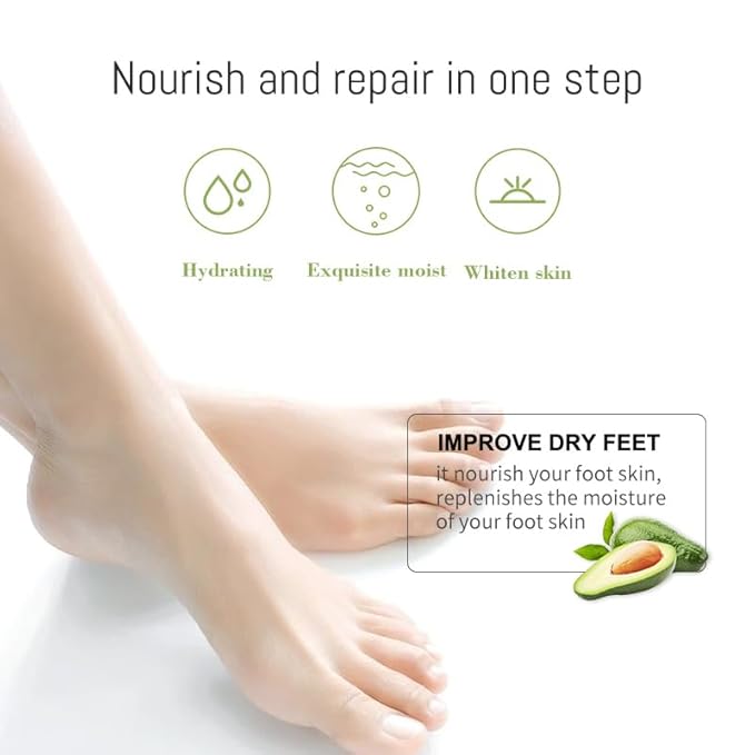 5 Pairs Foot Peel Mask, Exfoliating Foot Peeling Mask for Dead Skin, Callus Remover Foot Mask, Shea Butter & Avocado