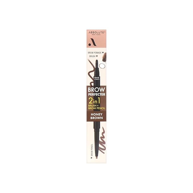 Absolute New York 2-in-1 Brow Perfecter, Dual-Ended Eyebrow Tool, Pencil and Pomade (AEBD03 Honey Brown)