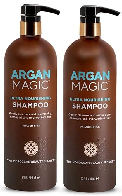 Argan Magic Ultra Nourishing Shampoo - Argan Oil and Antioxidants to Nourish and Restore Damaged and Over-Processed Hair Types | Paraben Free, (32 oz, 2 Pack)