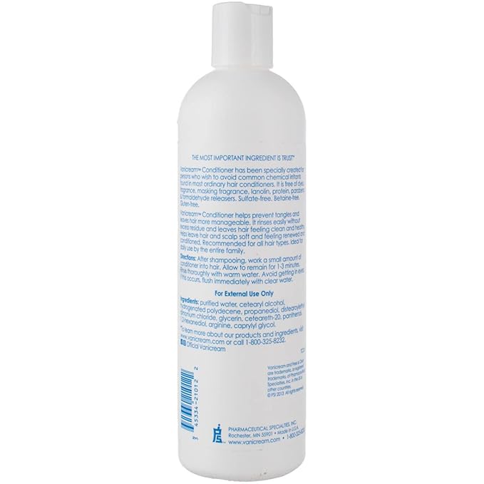Vanicream Conditioner for Sensitive Skin, Free of Dyes, Fragrance, Lanolin, Parabens and Formaldehyde Releasers, Dermatologist Tested, 12 fl oz (Pack of 2)