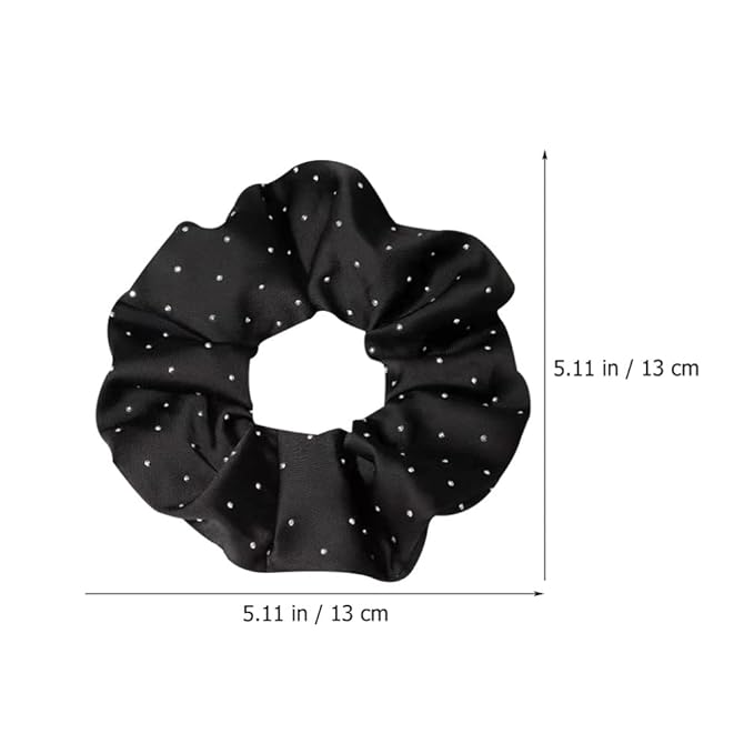 Minkissy Silk Hair Ties - 6pcs Elastic Hair Ties Rhinestone Scrunchies Rhinestone Ponytail Holders for Women Girls - Black