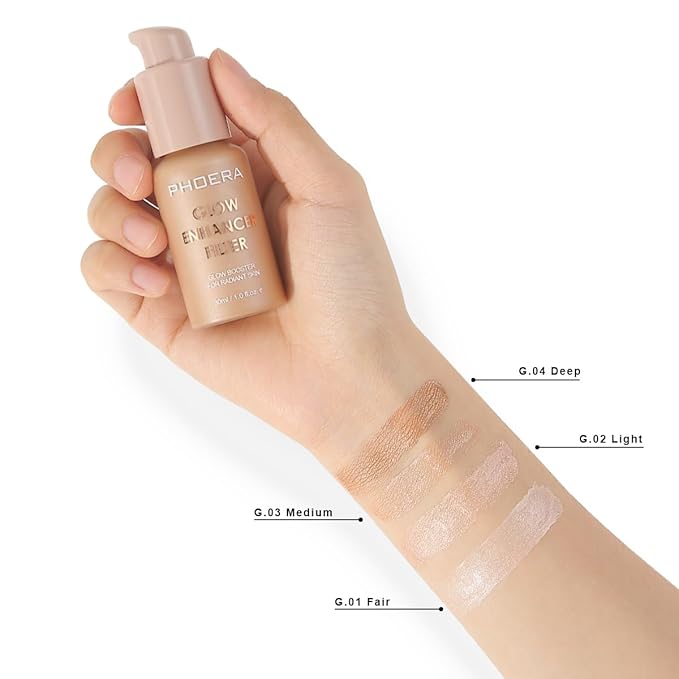PHOERA Skin Glow Tint Foundation,Natural Radiant Longwear Filter Effect Silk Perfect Glow Flawless Foundation. (01 Fair)