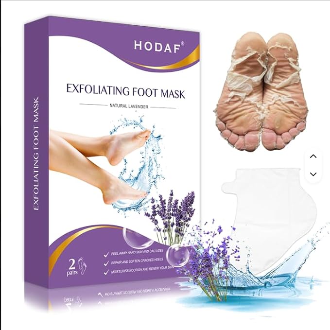 HODAF Foot Peel Mask 2 Pack Peeling Foot Mask - Repairs Heels & Removes Dry Dead Skin Baby Soft Feet - Men Women Exfoliating Foot Peel Mask for Dry Cracked Feet Callous Remove (Lemon)