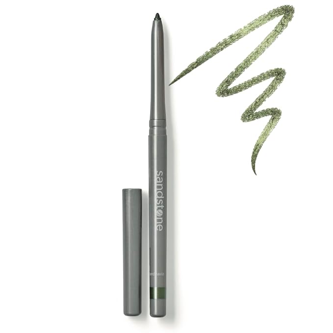 Sandstone Scandinavia Hypoallergenic Waterproof Metallic Eyeliner Pencil – Green – Fragrance-Free, Vegan – Smudge-Proof Eye Liner for Sensitive Eyes