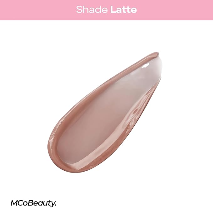MCoBeauty Peptide Lip Treatment - Latte, Creamy Coffee - Tinted Plumping Balm Gloss - Hydrating Cream Oil Formula with Shea Butter & Peptides for Soft Plump Lips - Vegan & Cruelty Free