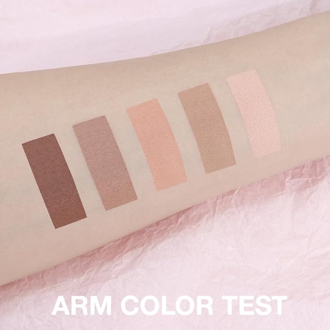 5 Color Matte Eyeshadow Palette, Neutral Nude Brown Eye Shadow, Soft Blendable Natural Eye Makeup, Long Lasting Smooth Powder for Everyday Makeup, Soft Glam Look, Sombra de Ojos 1