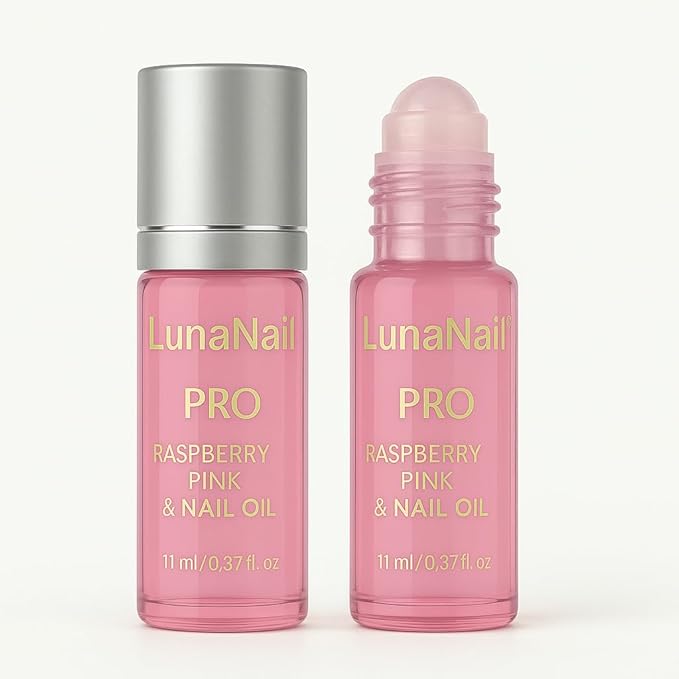 Cuticle Oil for Nails & Growth, Roll-On | Vitamin E & Jojoba Nail Strengthener Serum | Deep Hydration for Dry, Damaged Cuticles | Overnight Repair Treatment | Vegan (Raspberry Pink)
