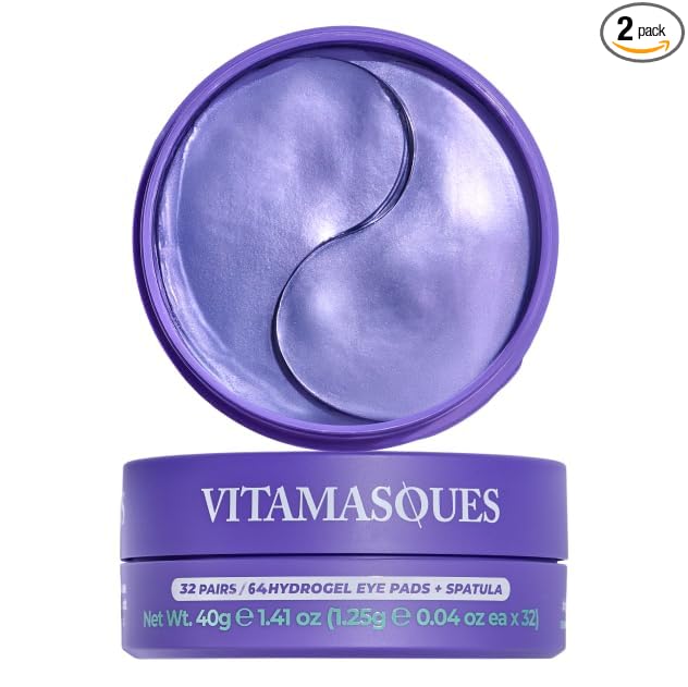 Vitamasques Lavender Hydrogel Eye Pads For Puffy Eyes & Dark Circles – Refresh in 15 minutes - Formulated in Korea - 32 Pairs / 64 HydroGel Eye Pads