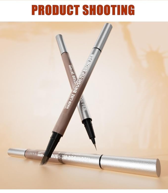 Microblading Eyebrow Pencil & Pen for Women，Waterproof Smudge Proof Quick-Dry Brow Definer with Micro Split Tip for Hair Like Strokes, Faux Brow Lift and Snatch Brow Tint (Dark Brown)