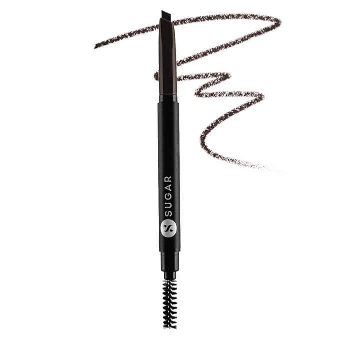 SUGAR Cosmetics Arch Arrival Brow Definer with Spoolie Lasts Upto 12hrs Pigmented Eyebrow Pencil Long Lasting & Natural Finish 3.5gm - 04 1 count (Pack of 1) Felix Onyx