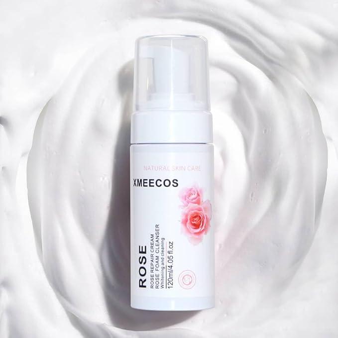 XMEECOS Rose Foam cleanser Rose Repair Cream Cleansing Mousse Make Up Remover Face Wash Cruelty Free (Rose)