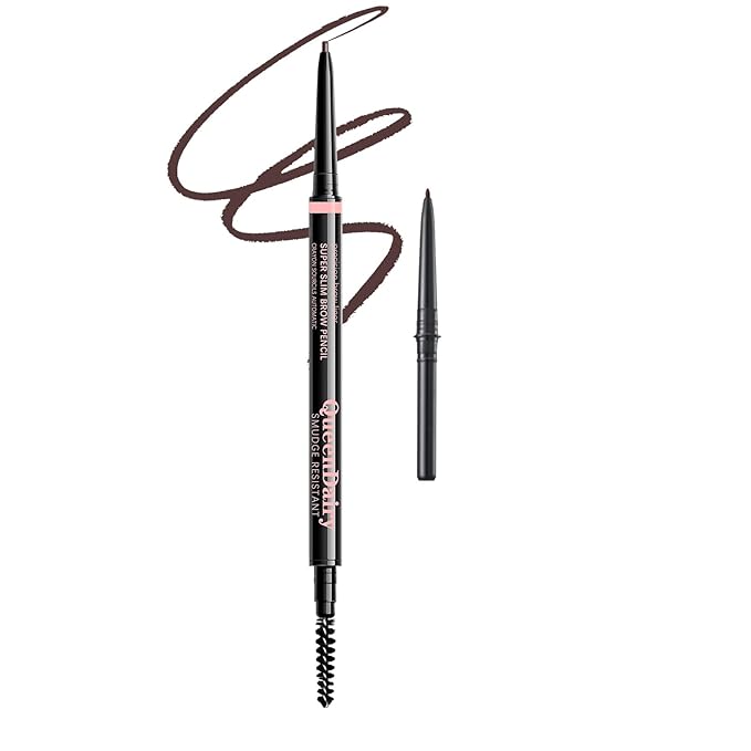 Replaceable Eyebrow Pencil, Ultra Fine 1.5mm Tip Draws Tiny Brow Hairs, Long Lasting & Budgeproof, Waterproof Brow Pencil Built-in Spoolie Brush (Cool Dark Brown)
