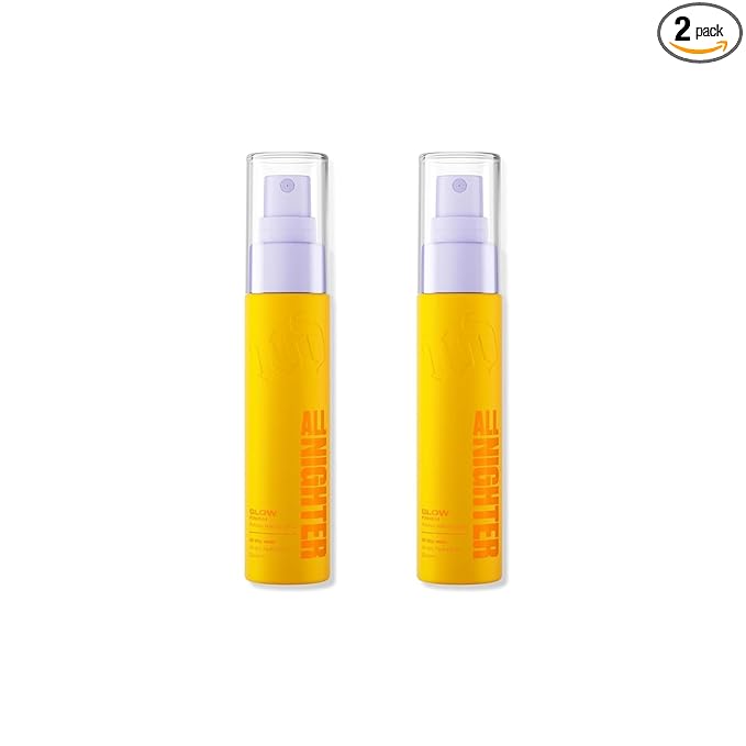 Urban Decay All Nighter Waterproof Makeup Travel Setting Spray - Glass-Skin Glow Finish, Up to 24HR Wear, Dewy Foundation Face Primer, Smudge-Proof, Transfer-Resistant - 1 fl oz (Pack of 2)