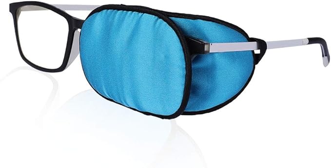 eZAKKA Eye Patches for Adults Kids Eye Patch for Glasses Silk Patch for Lazy Eye Amblyopia Strabismus and After Surgery (Light Blue + Deep Blue)