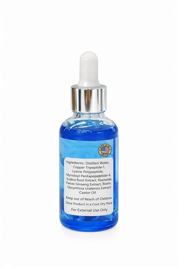 Copper Peptide Hair Growth Serum | GHK-CU Peptide, AHK-CU Peptide, Tripeptide Solution with Biotin, Niacinamide for support in Hair Looks, Volume, Texture