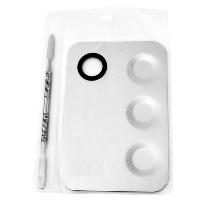 1 Set of Beauty Steel Cosmetic Square Four Holes Palette with Spatula, Multifunctional Makeup Plate Tray for Foundation Eye Shadow Mixing Tool (Square four hole color palette)