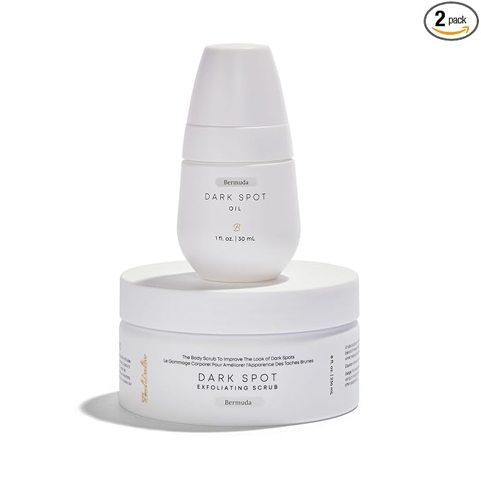 Bushbalm Dark Spots and Ingrown Hair 2 Step Routine - Rejuvenate and Nourish - Ingrown Hair Oil (30 ml) and Exfoliating Scrub (236 ml) - Bermuda