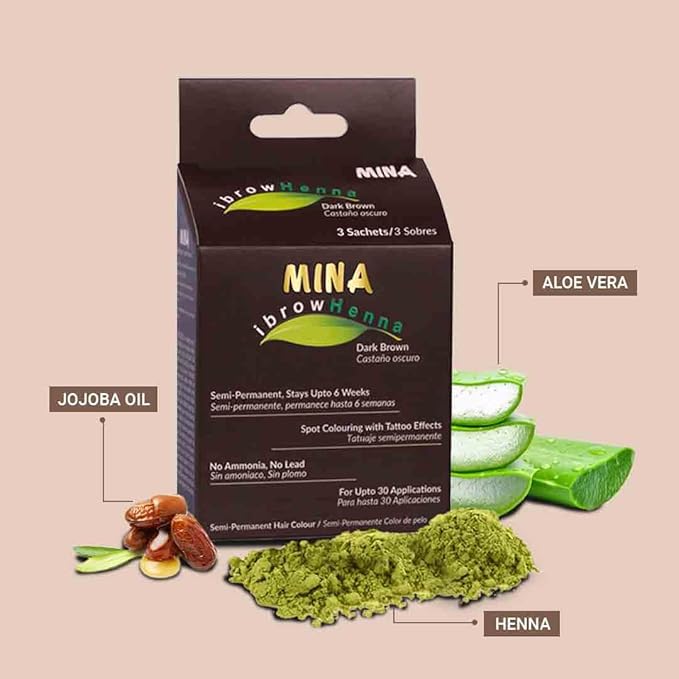 MinaiBrow Dark Brown Tint Kit | Natural Spot Coloring Brow Powder, Water & Smudge Proof Instant Brow Dye, 100% Gray Coverage, 30 Applications, Ammonia &, Vegan, Cruelty Free, Plant-Based