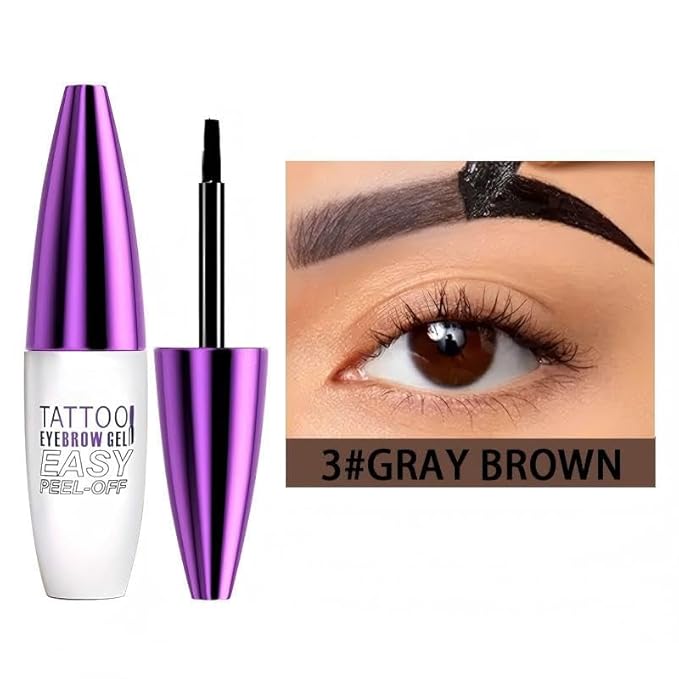 2 Pack Tattoo Eyebrow Gel Easy Peel Off, Waterproof & Sweatproof Eyebrow Tint Peel Off, Easy Peel-Off Eyebrow Gel, Suitable For All Skin Types (Grey Brown)