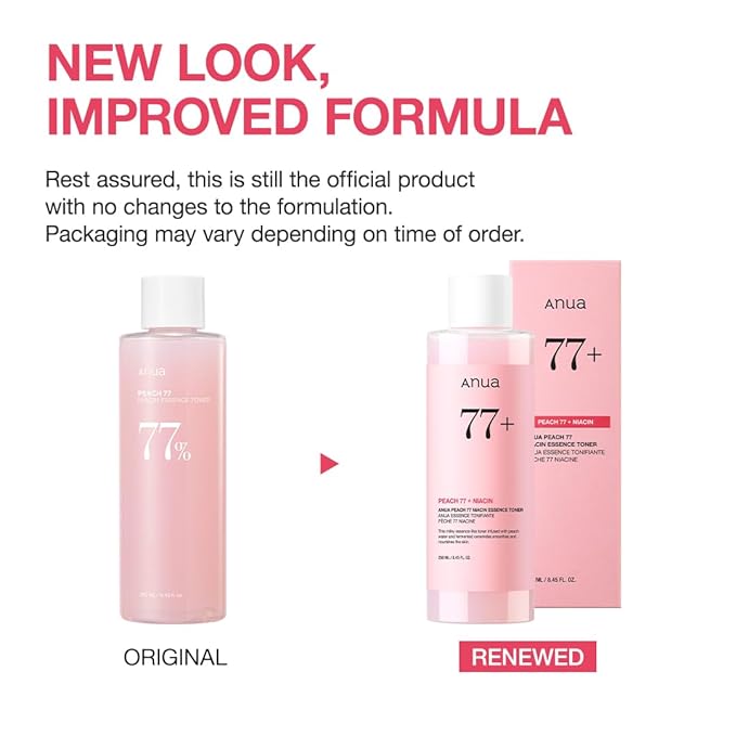Anua Peach 77 Niacin Essence Toner, Gentle Exfoliating & Radiant Facial Essence, Hydrating & Soothing Toner, Niacinamide, Ceramide, Panthenol, Makeup Prep for Glass Skin, Korean Skincare, 8.45 fl oz