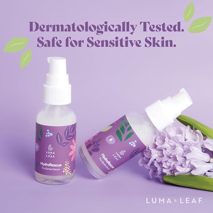 Luma & Leaf HydroRescue Beta Glucan Serum for Face - Mushroom Skin Barrier Repair Serum with Hyaluronic Acid, Passionfruit Oil - Hydrating Face Serum for Dry Sensitive Skin, Clean Beauty Skincare 1oz