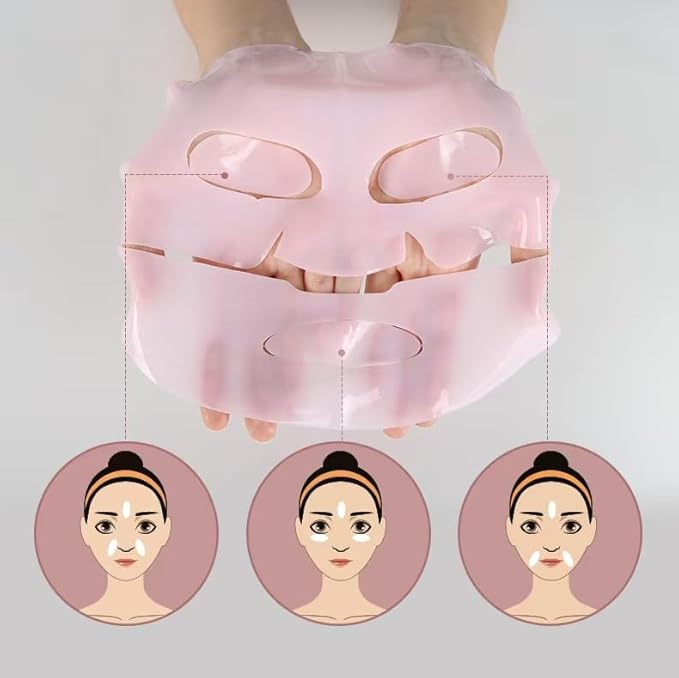 PDRN Pink Jelly Gel Mask, Deep Collagen Overnight Face Mask, Hydrating Firming Moisturizing, Pore Minimizing Elasticity Plumping Korean Skincare, 5 EA Set