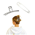 Goth Silver Metal Hair Styling Accessory Set, Extra Large Claw Clip and Oversized Safety Pin, Non-Slip Jaw Clip for Thick Hair, Stylish Headpieces for Daily&Party Outfit Bath Makeup Organize