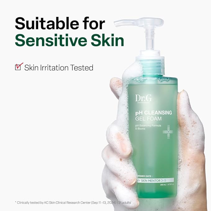 Dr.G pH Cleansing Gel Foam - Everyday Gentle Face Cleanser for All Skin Types - pH-Balanced - Hydrating - Deep Pore Cleansing - Safe for Daily Use on Sensitive Skin - Korean Skincare - 6.76 fl oz