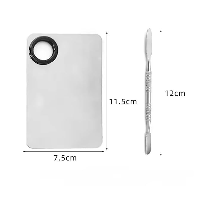 1 Set of Portable Small Square Makeup Mixing Palette, With Stainless Steel Durable Spatula Rod for Liquid Cream Foundation Mixing Tray Beauty Tools (Small square color palette)