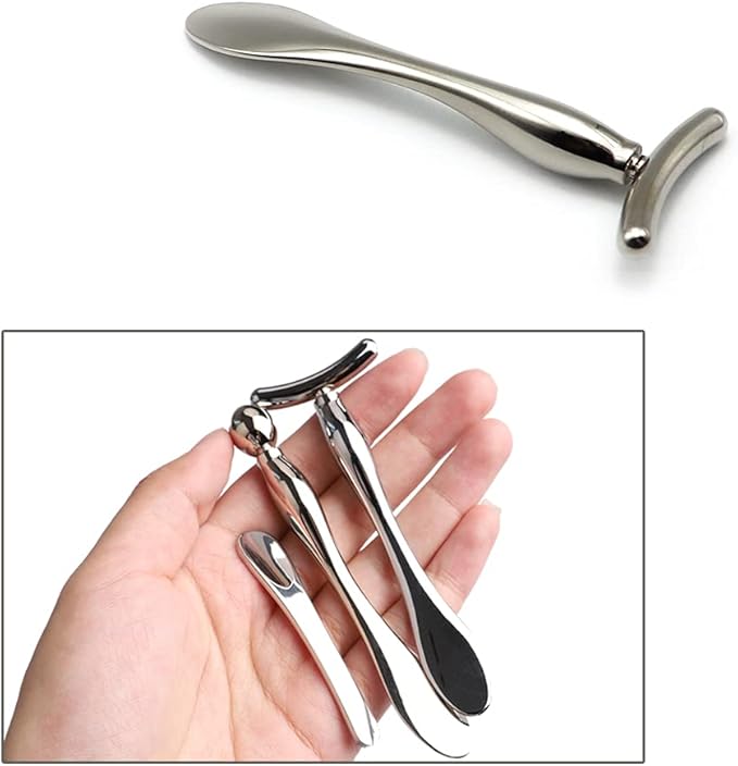 Pimoys 3 Pcs Metal Eye Cream Applicator Tool, Eye Roller Massage Sticks and Makeup Cream Spoon, Facial Massager for Reducing Puffiness Wrinkle Dark Circles
