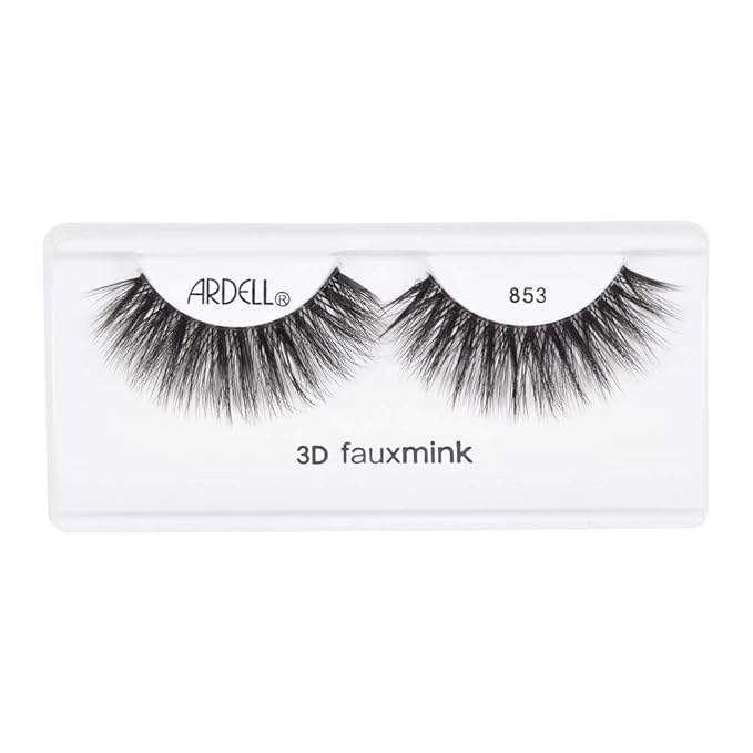 Ardell 3D False Eyelashes Faux Mink Lashes 853 - Fluffy Volume Strip Wispy Lashes Natural with Invisiband 4 Pairs
