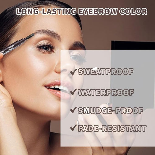 12pcs Dark Brown Waterproof Eyebrow Pencils for Women, Retractable Dual-End Eye Brow Pencil with Brush, Triangular Tip Design, Easier to Define and Fill in Eyebrows for Natural Brow Shape