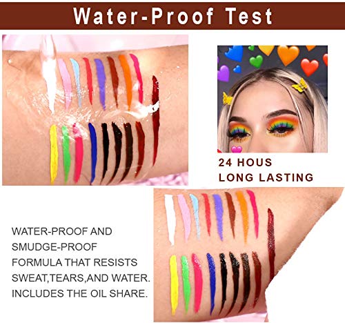 14 Colors Liquid Color Eyeliner, Halloween Waterproof Matte Colored Eyeliners Smudge-proof Fluorescent Colorful Eyeline Face Body Paint Cosplay Gifts Mother's Day for Women